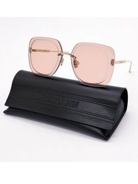 Christian Dior Metal UltraDior SU Sunglasses Pink Gold Square Lenses CD Monogram